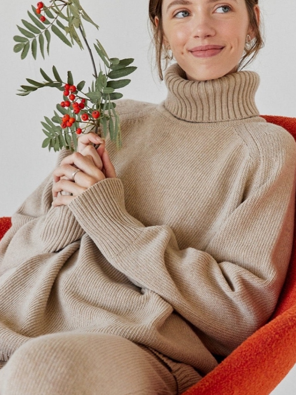 The Knotty Ones Rudeneja Chunky Cozy Oversized Wool Knit Turtleneck OS NWT